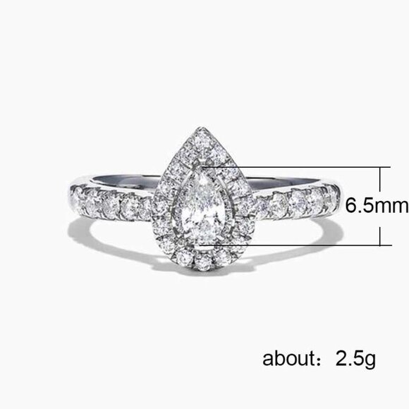 Wedding/Engagement Crystal Clear Shiny Silver Water Drop Diamond Ring,… - Picture 5 of 5